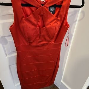 Red satin dress